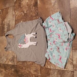 Bobbie Brooks M no prob llama alpaca tank top short pajama pj sleep set